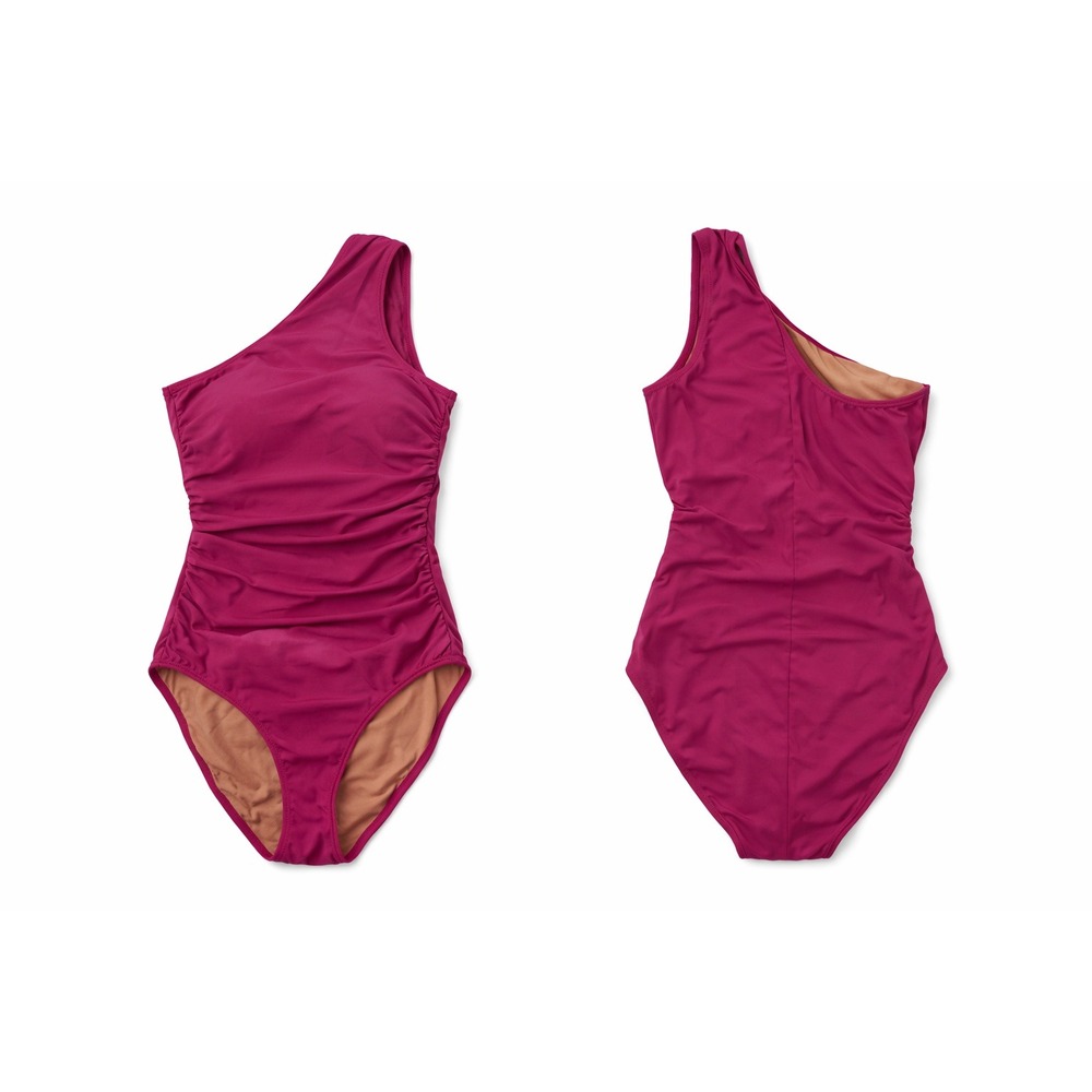 J.Crew One‎ Shoulder Ruched One Piece Swimsuit Women 8 Pink Classic Coastal Prep
